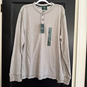 G.H. Bass Button Grey Thermal Knit Long Sleeve